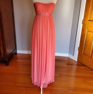 Coral empire waist Cache formal strapless dress